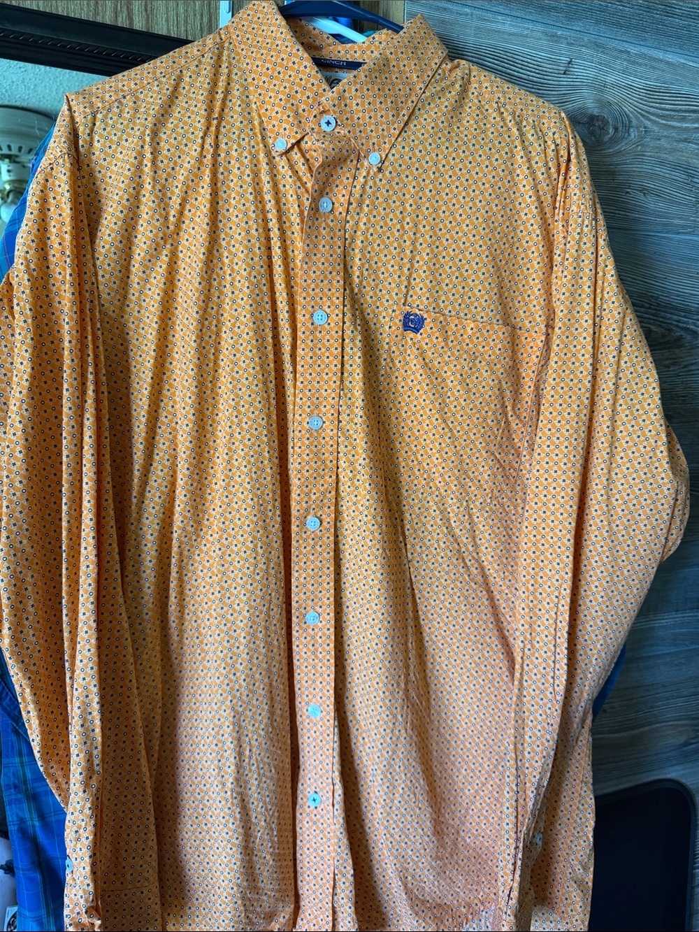 Cinch Orange Micro-Pattern Button-Down Shirt
